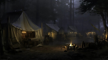 bandit, camp, fantasy, landscape, illustration  Fantasy wallpaper, rpg  landscape