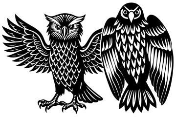eagle owl silhouette vector illustration 