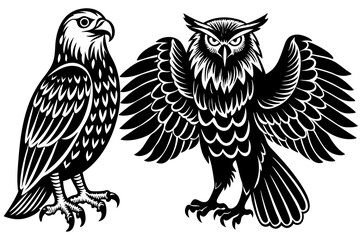 eagle owl silhouette vector illustration 