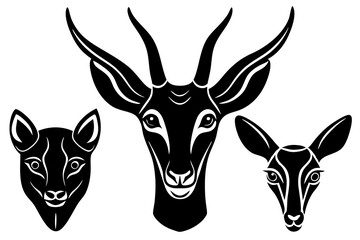 gazelle genet gharial haed icon silhouette vector illustration 
