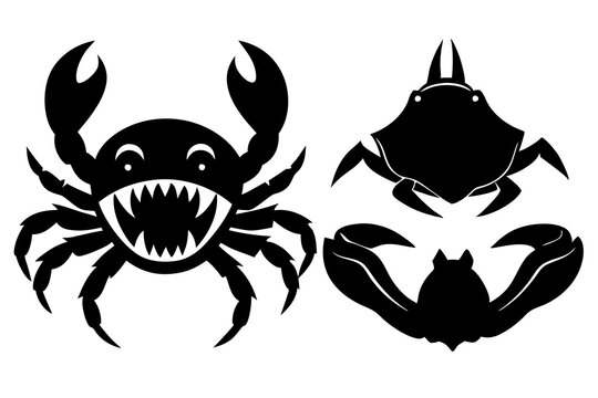 black crab silhouettes on white background clip art preview