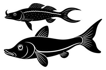 guppy hagfish hartebeest silhouette vector illustration