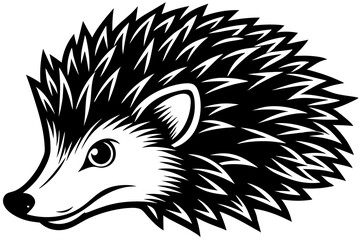 hedgehog head logo silhouette vector illustration 