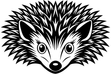hedgehog head logo silhouette vector illustration 