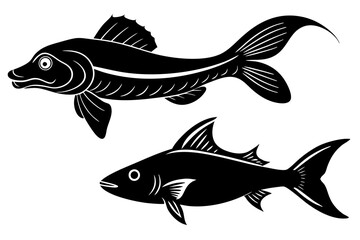 guppy hagfish hartebeest silhouette vector illustration