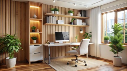 Comfortable home office workplace interior in