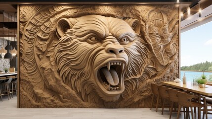 Exquisite 3d bear relief wallpaper   a stunning mural wall art choice for elegant interiors