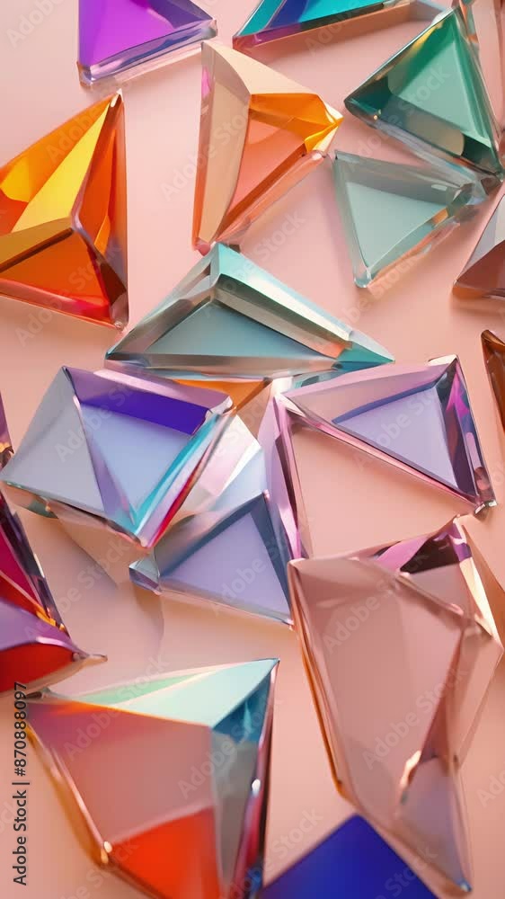 Poster a statement necklace with angular shapes and sharp corners in a variety of pastel shades.