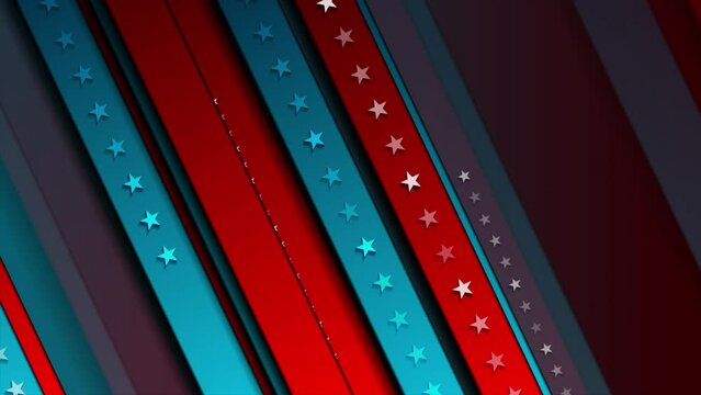 USA colors, stars and smooth stripes abstract background. Independence Day modern seamless looping motion design. Video animation Ultra HD 4K 3840x2160