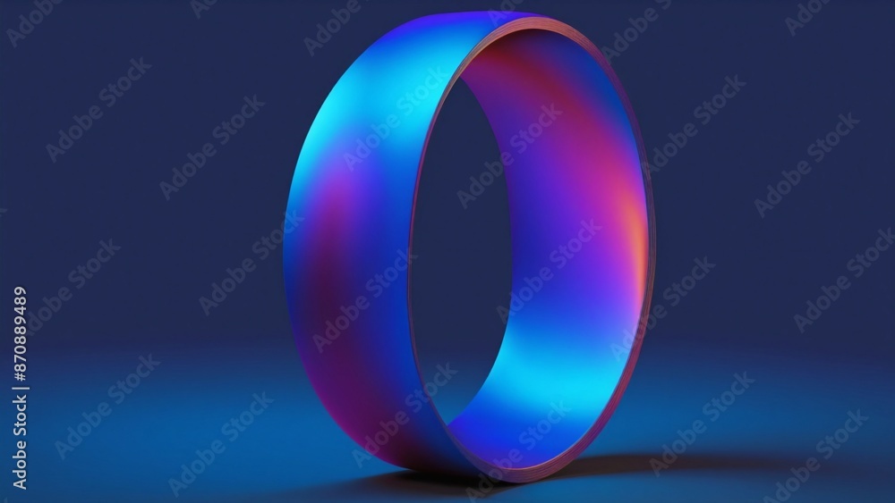 Poster a vibrant 3d ring, a captivating 3d rendering, showcasing a smooth gradient of vibrant colors. the m