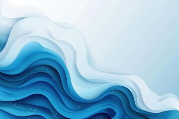 Blue and white paper waves abstract background with 3d style illustration for travel, business, art, and beauty concepts