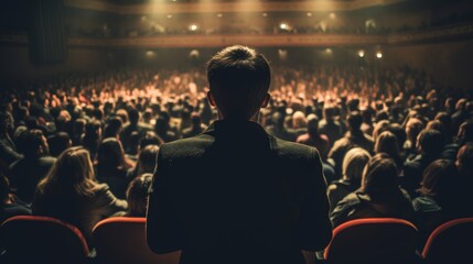 Inspiring business leader delivers impactful keynote address to large audience at conference stage