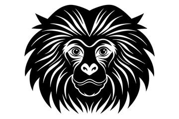 tamarin head icon silhouette vector illustration 