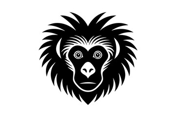 tamarin head icon silhouette vector illustration 