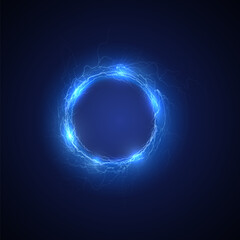 3D vector energy ring with electrical discharges. Isolated background.