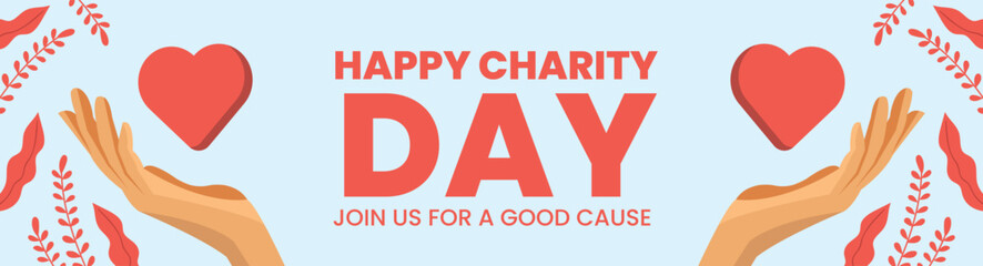 Modern vector website banner templates with hand and love charity objects vector design illustration