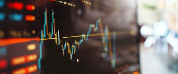 Abstract image of financial data and stock market analysis with colorful graphs and charts, representing economic trends and market fluctuations.