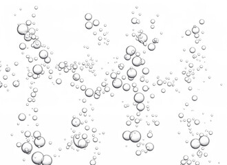 Carbonated Beverage, Oxygen Bubbles Texture on White Background