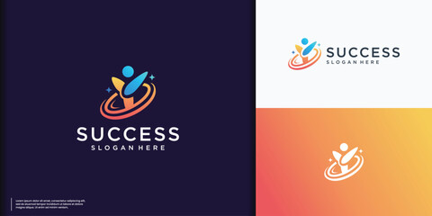 Success people logo vector template, colorful and branding layout inspiration