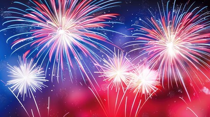 Fototapeta premium Vibrant fireworks filling night sky in colorful display