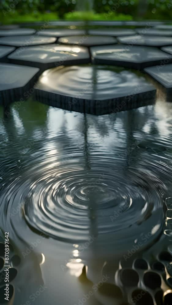 Poster the ripples of a pond reflecting the perfect symmetry of a hexagon mimicking the patterns found in n