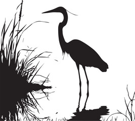 heron on the beach, vector silhouette illustration  eps