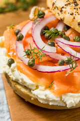 Healthy Homemade Bagel and Lox Sandwich