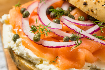 Healthy Homemade Bagel and Lox Sandwich