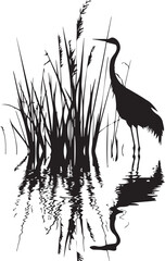 heron on the beach, vector silhouette illustration  eps