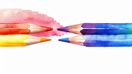 A pencil clipart, stationary element, watercolor illustration, pastel, isolated on white background