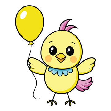 recommend clip art: happy easter chick. draw a black while outline of a cute yellow baby