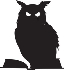 owl on a black background, vector silhouette illustration  eps
