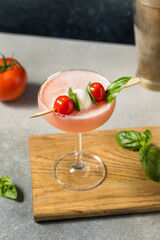 Boozy Caprese Tomato Basil Martini Cocktail