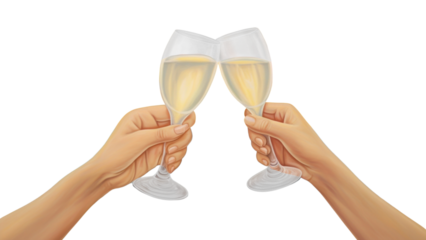 PNG Hands holding champagne painting drawing sunset.