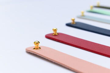 pastel colorful leather strap isolated on white background