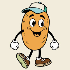 vintage style potato with cap and shoes