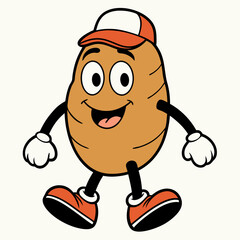 vintage style potato with cap and shoes