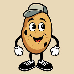 vintage style potato with cap and shoes