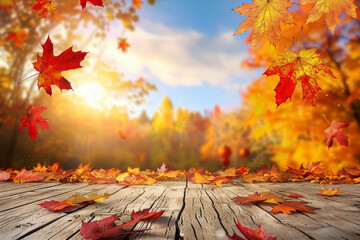 autumn wood table background