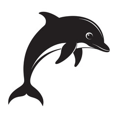 Dolphin silhouette vector white background