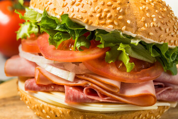 Homemade Deli Ham Sandwich on a Bun