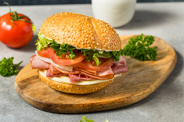 Homemade Deli Ham Sandwich on a Bun