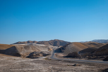 Road Going to the Middle of the Desert Near the Dead Sea