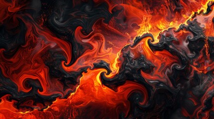 Vivid Red and Black Abstract Swirling Textures Background