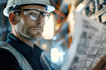 Electrician reviewing electrical codes, Portrait half-body, hyper-realistic, high detail, photorealistic, white background, studio lighting, Key Light, Fill Light, Back Light