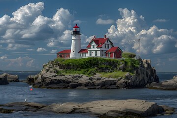 Lighthouse on a Rocky Island