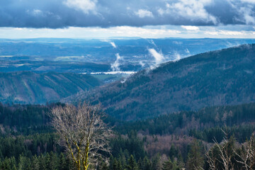 Beautiful panorama of valley, hill and forest from hill Plesivec.