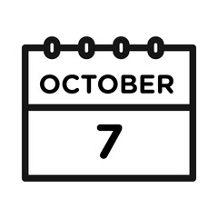 7 october date icon Black line art vector