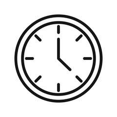 Clock icon Black line art vector