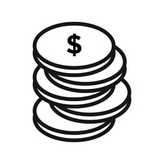 Coin stack icon Black line art vector
